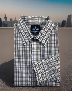 Súper camisa Stafford Travel Performance para hombre talla 17 34/35 marrón/azul/blanco - Imagen 1 de 9