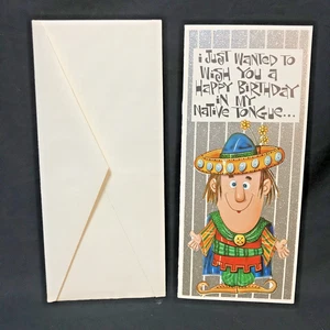 Tarjeta de felicitación Debonairs 1967 de colección lengua nativa cumpleaños cultural étnico sin usar - Imagen 1 de 10
