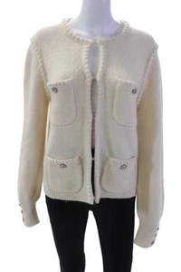J Crew Womens Hook Closure Embellished Cardigan Beige Size M - Picture 1 of 8