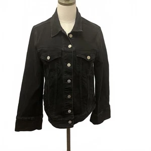 BLDWN Damen Größe Medium schwarz Denim Button Down Jacke Mantel - Bild 1 von 11