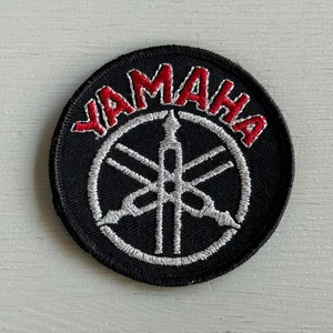 Vintage Yamaha Motorcycle Embroidered Advertising Patch Black Circle - Picture 1 of 3