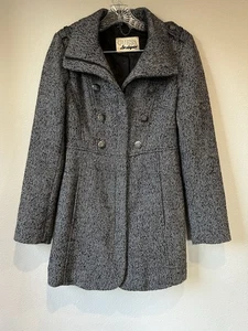 Guess women's M lined coat black heathered full zip collared front pockets - Picture 1 of 8
