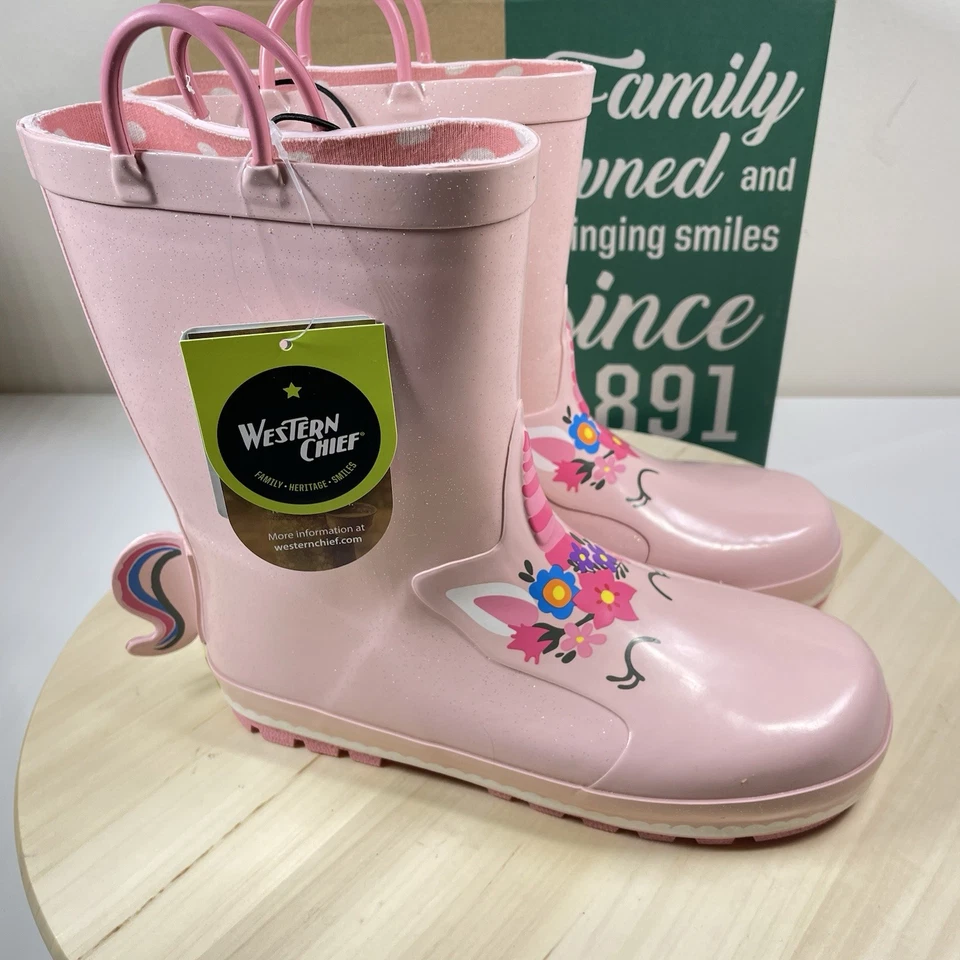 Botas de lluvia de goma impermeables Western Chief Unity Unicorn para niños talla 4 #2410299B Foto 1 de 1