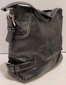 Michael Kors Brookville Large Black Leather Shoulder Bag Hobo Handbag W/ Buckles - Picture 1 of 14