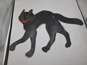 Vintage Halloween Pfeife gestanzte Katze mit Gelenken 40er Jahre groß 16 Zoll - Bild 1 von 13