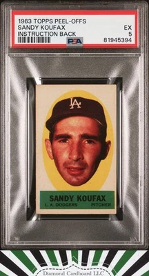 1963 Topps Peel-Offs # Sandy Koufax PSA 5 - Imagem 1 de 2