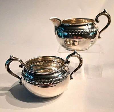 Juego De Colección Gorham Plata Esterlina Crema y Azúcar Rollo Victoriano #912/913 -166 gr Foto 1 de 4