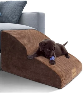 2 Ebenen hochdichte erweiterte Schaumstoff Hunderampe & Stufen, 11,8" hoch, wasserdichte Abdeckung - Bild 1 von 7