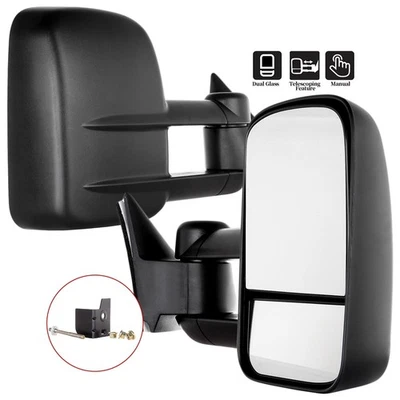 Manual Tow Pair Side Mirrors for 1988-1998 Chevrolet GMC 1500 2500 3500 Foto 1 de 4