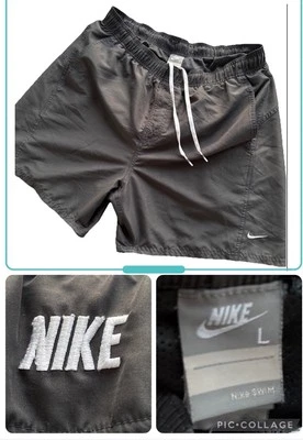 Vintage Y2K Nike Board Shorts Men’s Large Gray Lined Swim Trunks Swoosh Spellout - Image 1 of 4