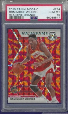 2019 PANINI МОЗАИКА ЗАЛ СЛАВЫ РЕАКТИВНЫЙ ОРАНЖЕВЫЙ NO294 ДОМИНИК УИЛКИНС PSA 10 - Изображение 1 из 2