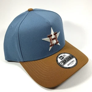 New Era Houston Astros Stone Blue Wheat Exclusive 9FORTY AFrame Snapback Hat Cap - Picture 1 of 9