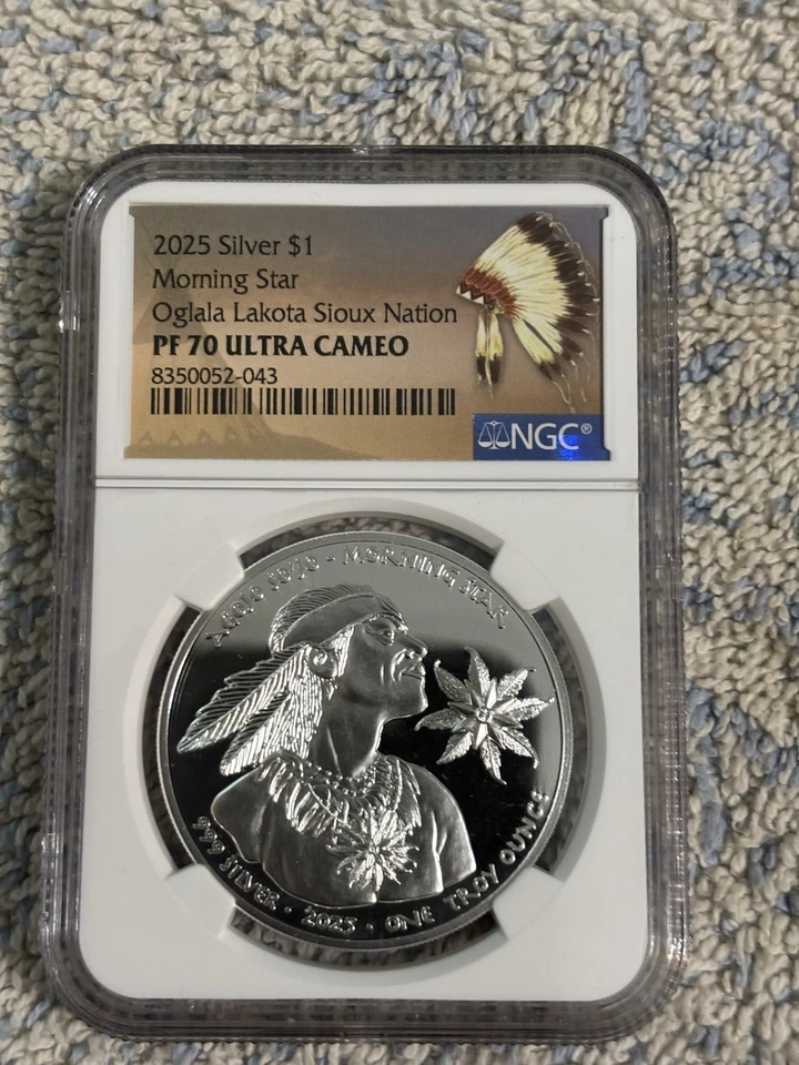 2025 SILVER $1 (MORNING STAR) OGLALA  LAKOTA SIOUX NATION NGC- PF70 ULTRA CAMEO. - Image 1 of 4