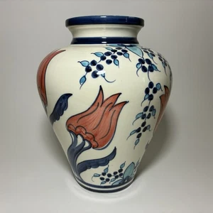 Williams Sonoma Handmade in Portugal - Iznik Ceramic Vase - LARGE 13" Flowers - Picture 1 of 10