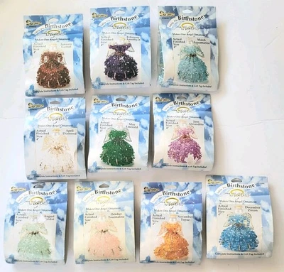 SET BESTEHEND AUS 10 DARICE SICHERHEITSNADEL PERLEN GEBURTSSTEIN ENGEL ORNAMENT-SETS NEU, UNGEÖFFNET  - Bild 1 von 4