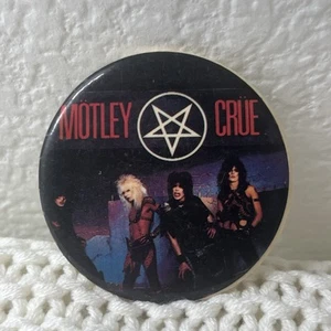MOTLEY CRUE Button Pinback 1983 Heavy METAL Hair Glam Metal Rock Collectable - Picture 1 of 2