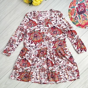 Peruvian Connection Goa Tunika Top Baumwolle Jersey Stretch bunt Boho Taschen M - Bild 1 von 11