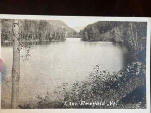 EMERALD LAKE East Dorset VT - RPPC - btw Rutland & Manchester - EARLY PC - Foto 1 di 3
