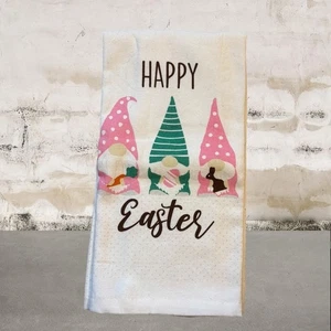 Cuisinart Asciugapiatti Cucina Gnomo Nuovo Senza Etichette "Buona Pasqua" 16x26" Cotone  - Foto 1 di 3