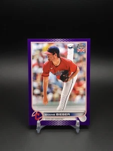 2022 Topps UK Edition Purple /50 Shane Bieber #136 - Picture 1 of 2
