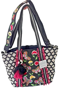 NEU America and Beyond verzierte Tasche mit Beutel/Riemen Midnight Butterflies - Bild 1 von 16
