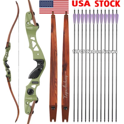 62" Hunting ILF Takedown Recurve Bow 25-60lbs Carbon Arrows Archery Competition - Image 1 of 4