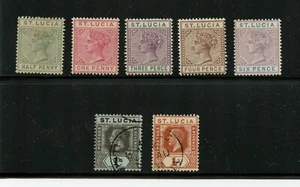 KMC4076-St Lucia #27, 28, 32, 33, 35 M,H, #70A & 87 gebraucht, (S867) FVF,CV 106,50 $ - Bild 1 von 2