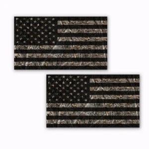 Camo American Flag Hard Hat Stickers Helmet Decals Woodland 2 Pack 4" wide - Picture 1 of 1
