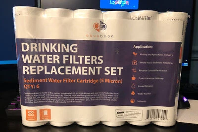 6 PACK of 6 Mic 10" Sediment Water Filters for Any Standard RO Unit by Aquaboon - Image 1 of 4