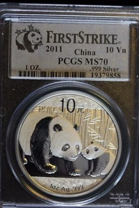 2011  China, 10 Yuan .999ag Panda, PCGS Graded**MS-70** First Strike #19379858 - Picture 1 of 2