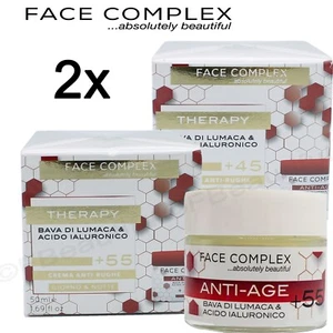 2x Crema viso Antirughe Therapy +35 +45 +55 Acido ialuronico e Bava di Lumaca - Imagen 1 de 5