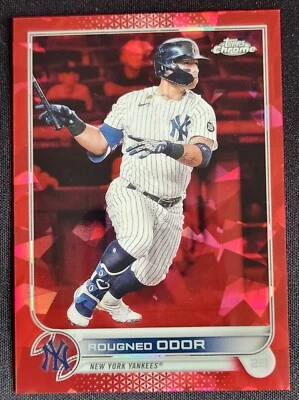 Topps 2022 cromo zafiro rugoso olor rojo refractor SSP 1/5 New York Yankees Foto 1 de 2