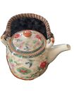 7.6" Marked Old China Wucai Porcelain Dynasty Flower Birds Portable Teapot