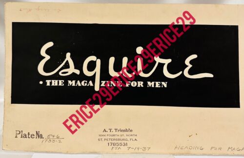 1937 Esquire The Magazine pour hommes en tête de couverture de magazine par Ted Trimble OOAK