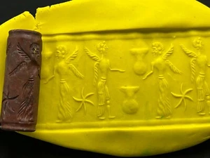 Medieval Intaglio Seal Cylinder Jasper Stone Stamp Bead - Picture 1 of 6