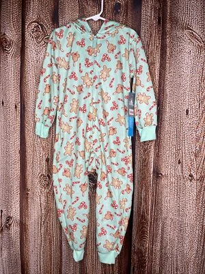 Disney Mickey Holiday Christmas Treats Hooded Romper Pajamas One Piece Size 4 - Image 1 of 4