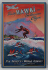 Hawaii Surfing Vintage Travel Poster 2" X 3" Fridge / Locker Magnet. 