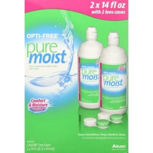 Opti-free Pure Moist Disinfecting Contact Lens Cleaning Solution, 2x14 Oz - Picture 1 of 4