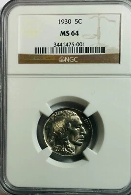 1930 Buffalo Nickel - NGC MS64 - Beautiful Luster - Image 1 of 2