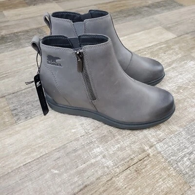 Sorel Evie II Chelsea ботинок женщин Sz 9 серый поскользнуться на танкетке тянуть на ботинки новый - Изображение 1 из 4