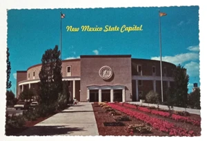 New Mexico State Capital Building Flags Santa Fe NM UNP Postcard c1970s 4x6 - Picture 1 of 2