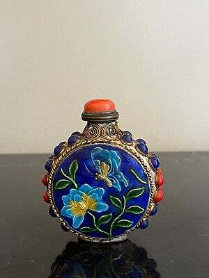 Vintage Chinese Brass Handwork Multi Beads And Enamel Snuff Bottle • 49£