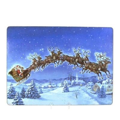Pottery Barn Kids NIGHT BEFORE CHRISTMAS 16"x12" Placemat Santa Sleigh Reindeer - Image 1 of 4