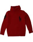 POLO RALPH LAUREN Boys Roll Neck Jumper Sweater 4-5 Years Red Lambswool AP14