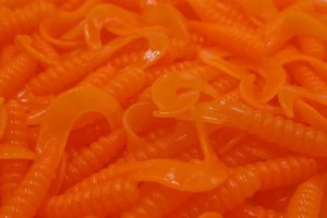 3" Orange Twister Tail Grubs Walleye Bass Soft Plastic Fishing Lures - Picture 1 of 1