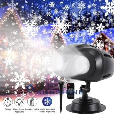 Proyector de doble luces navideñas con forma de copo de nieve para exteriores - Image 1 of 4