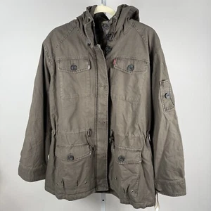 Levi's Womens 3x Army Green Canvas Chore Military Quilted Inside Full Zip Button - Picture 1 of 23