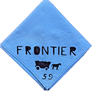 Selten 1959 Camp Yawgoog RI Pfadfinder BSA Frontier Halstuch blau Vintage Pferd - Bild 1 von 7