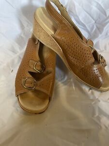 Worishofer Women’s Size 39/8 Leather Sandals Made In Germany Tan Brown