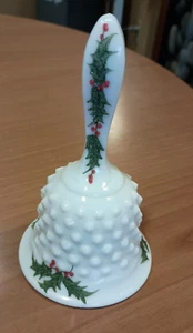 Campana per piano cottura in vetro Fenton dipinta a mano design bacche di agrifoglio vintage firmata - Foto 1 di 6